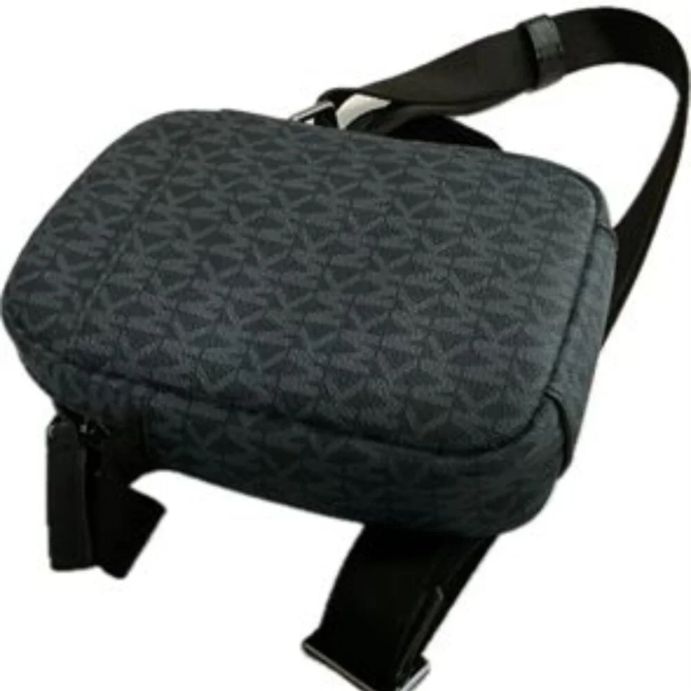 Men’s Michael Kors Logo Crossbody Bag – Black Charcoal MK Signature